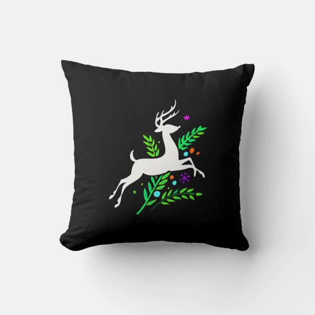 Christmas Reindeer Throw Pillow (Front)
