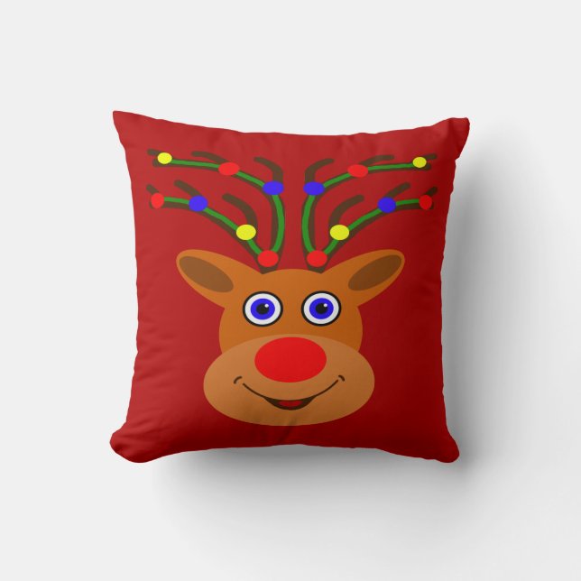 Christmas Reindeer Throw Pillow (Front)