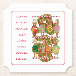 CHRISTMAS REINDEER Ticket Shape Paper Coasters