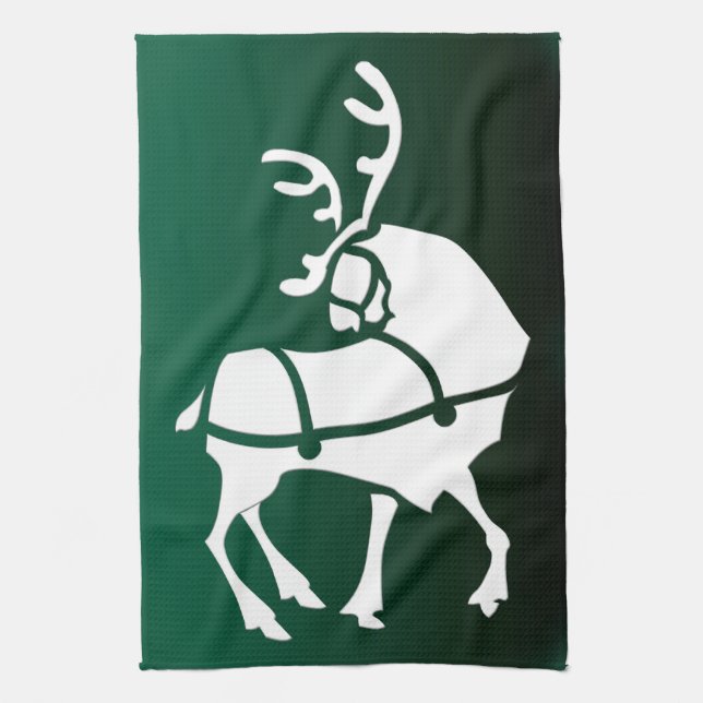 Christmas Reindeer Towel Custom Holiday Tea Towels (Vertical)