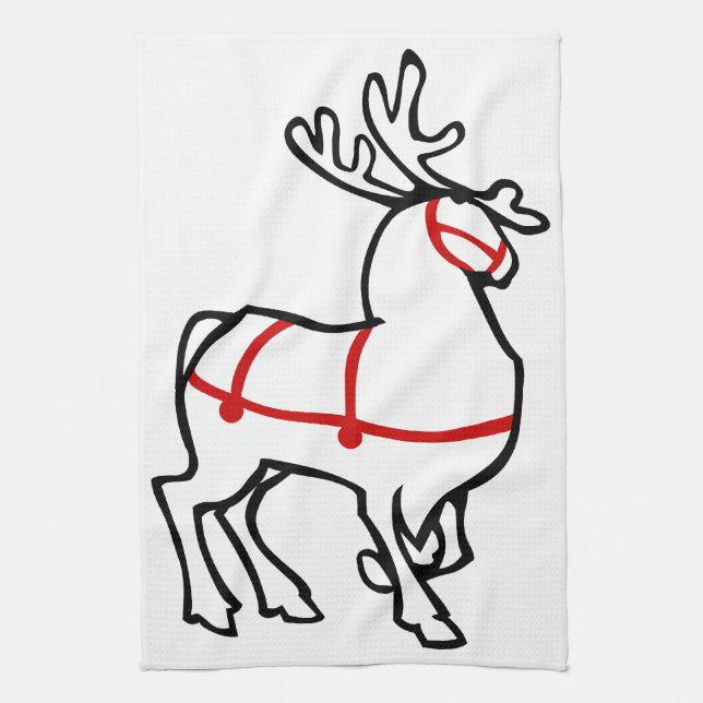 Christmas Reindeer Towel Custom Holiday Tea Towels (Vertical)