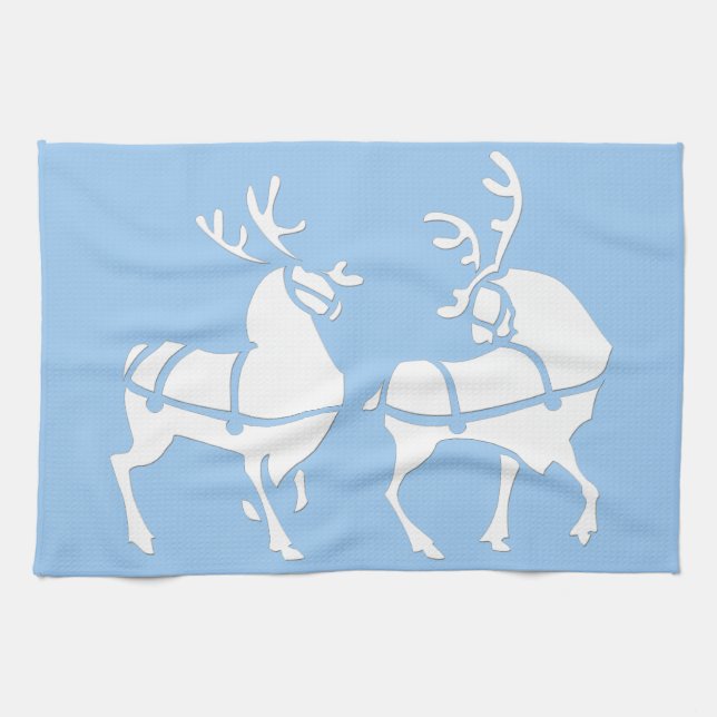 Christmas Reindeer Towel Custom Holiday Tea Towels (Horizontal)