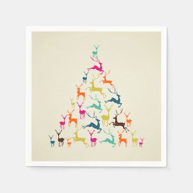 Christmas Reindeer Tree Pretty Napkins (Front)