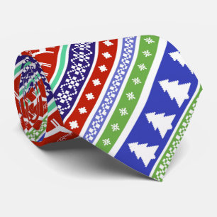 Christmas Reindeer, Trees and Snowflakes Neck Tie