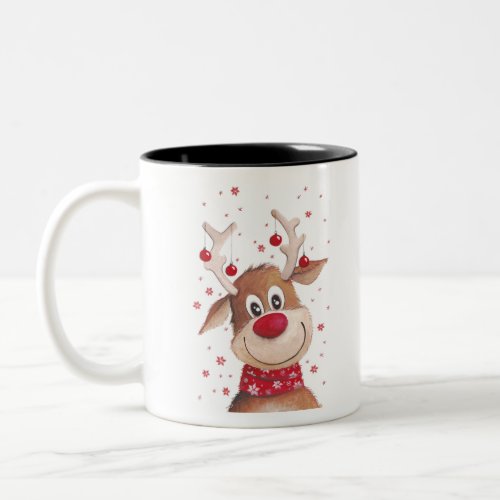 Christmas reindeer Two_Tone coffee mug