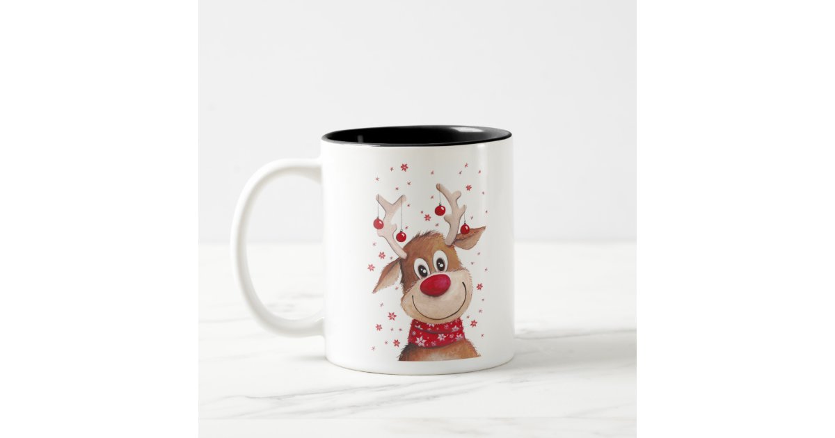 Christmas reindeer Two-Tone coffee mug | Zazzle