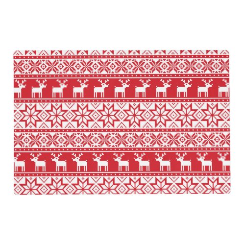 Christmas reindeer ugly sweater pattern placemat
