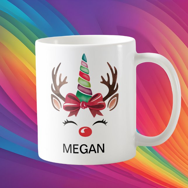 Christmas Reindeer Unicorn Horn Face Coffee Mug (Christmas Reindeer Unicorn Horn Face Coffee Mug
)