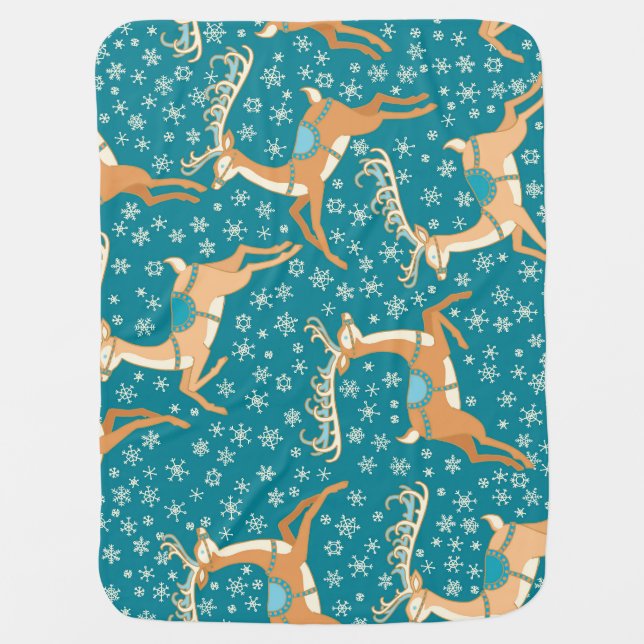 Christmas Reindeer: Vintage Seamless Pattern. Baby Blanket (Front)
