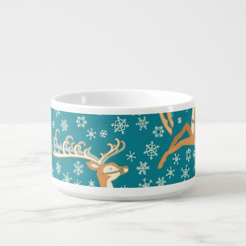 Christmas Reindeer Vintage Seamless Pattern Bowl