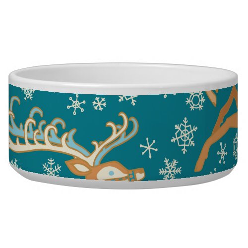 Christmas Reindeer Vintage Seamless Pattern Bowl