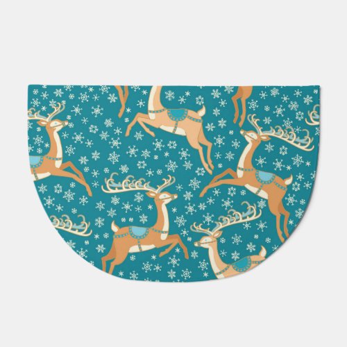 Christmas Reindeer Vintage Seamless Pattern Doormat