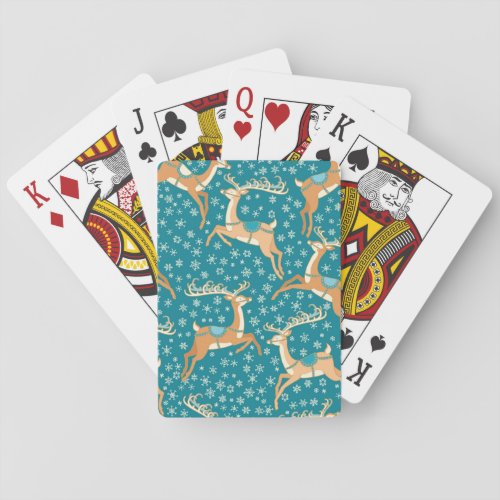 Christmas Reindeer Vintage Seamless Pattern Playing Cards