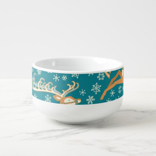 Christmas Reindeer Vintage Seamless Pattern Soup Mug
