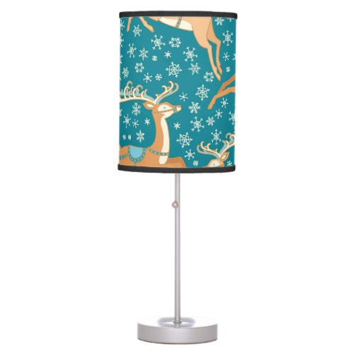 Christmas Reindeer Vintage Seamless Pattern Table Lamp