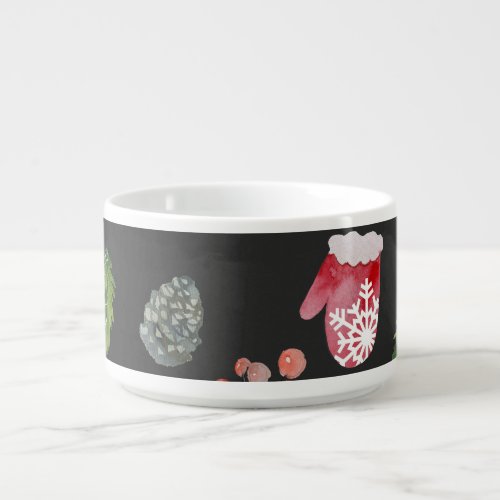 Christmas Reindeer Watercolor Seamless Pattern Bowl