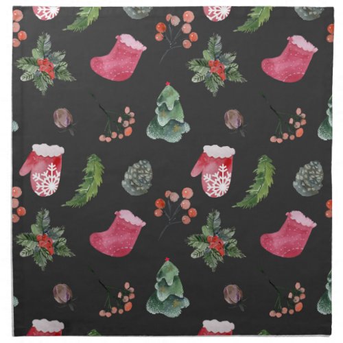 Christmas Reindeer Watercolor Seamless Pattern Cloth Napkin