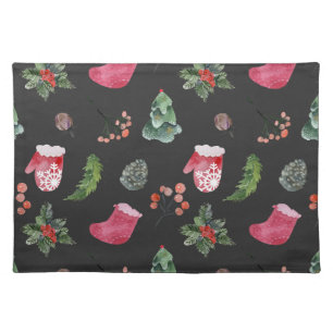 Christmas Reindeer: Watercolor Seamless Pattern Cloth Placemat