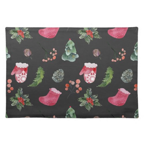 Christmas Reindeer Watercolor Seamless Pattern Cloth Placemat