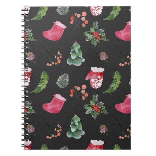 Christmas Reindeer Watercolor Seamless Pattern Notebook