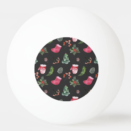 Christmas Reindeer Watercolor Seamless Pattern Ping Pong Ball