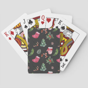 Christmas Reindeer: Watercolor Seamless Pattern Poker Cards
