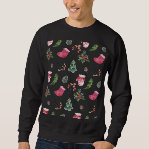 Christmas Reindeer Watercolor Seamless Pattern Sweatshirt