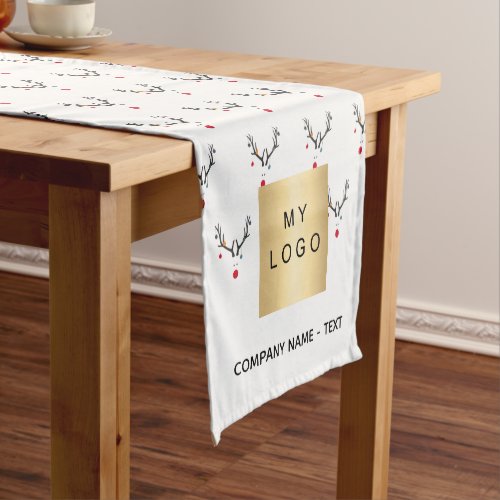 Christmas reindeer white red modern business logo short table runner