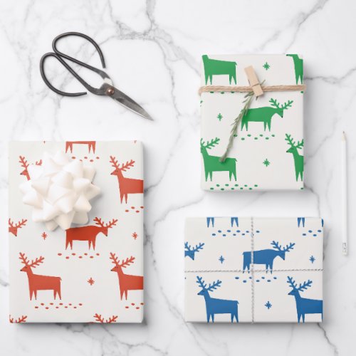 Christmas reindeer Winter woodland animal pattern Wrapping Paper Sheets