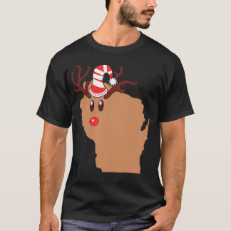 Christmas Reindeer Wisconsin Reindeer Head Antlers T-Shirt