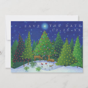 Christmas Reindeer Woodland Animals Save the Date Invitation
