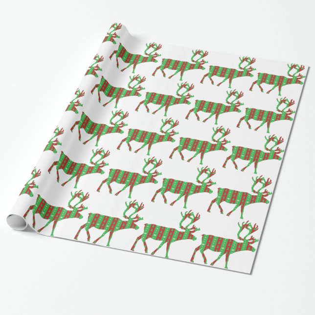 Christmas Reindeer Wrapping Paper (Unrolled)