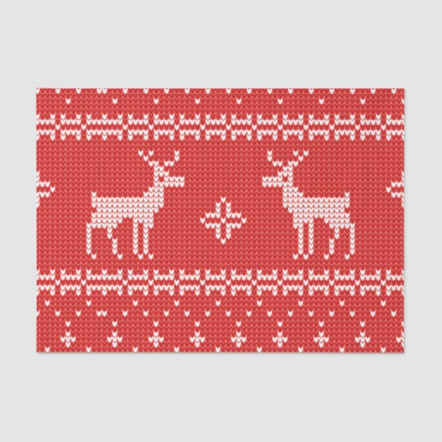 Christmas Reindeers Jumper Knit Pattern Tissue Paper (Front)