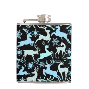 Christmas Reindeers Pattern, light cool shades 01 Flask