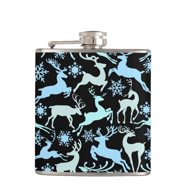Christmas Reindeers Pattern, light cool shades 01 Flask (Front)