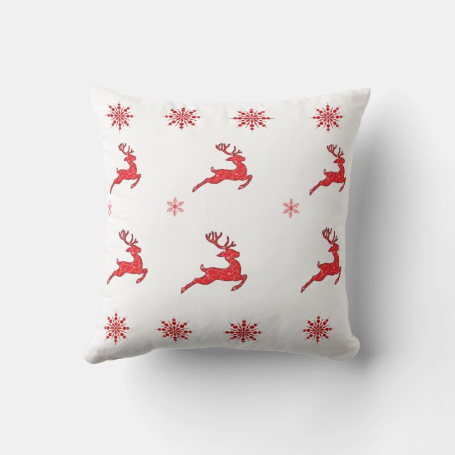 Christmas Reindeers Throw Pillow Kriyas Collection (Back)