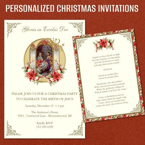 Christmas Religious Birthday Party for Jesus  Invitation
