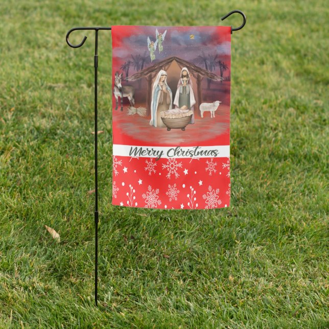 Christmas Religious Flag with Manger Scene (In SItu)