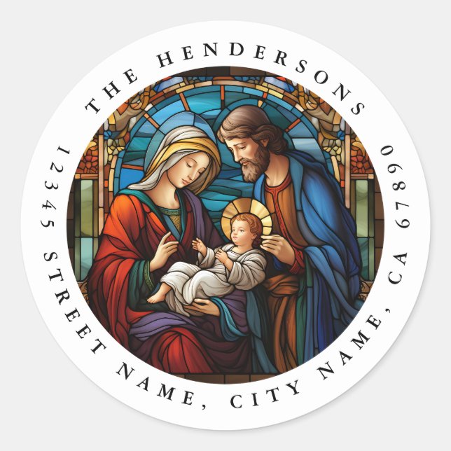 Christmas Religious Nativity Scene Round Stickers (Front)