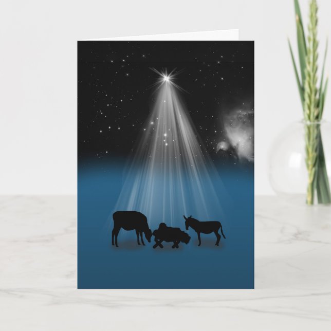 Christmas, Religious, Nativity, Stars, Card (Front)
