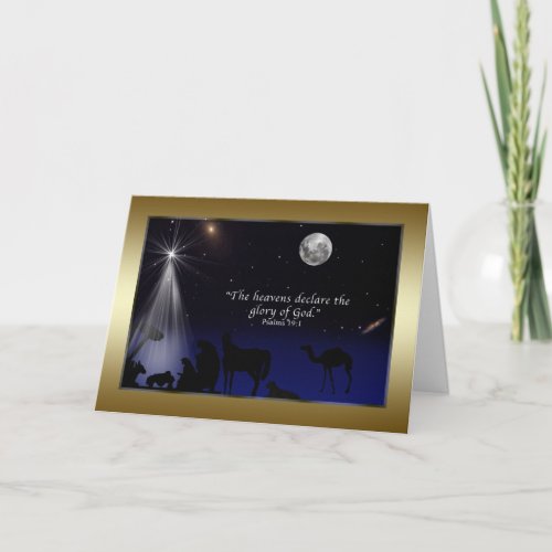 Christmas Religious Nativity Stars Moon Holiday Card