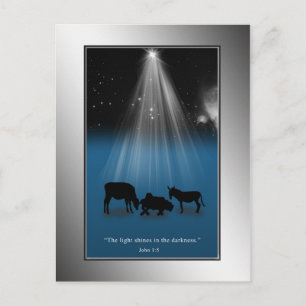 Christmas, Religious, Nativity, Stars, Postcard