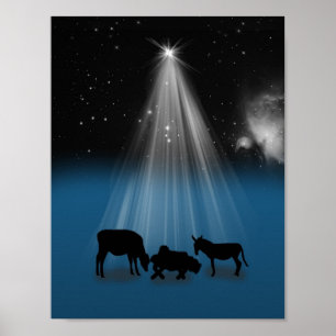 Christmas, Religious, Nativity, Stars, Print