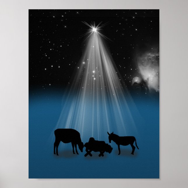 Christmas, Religious, Nativity, Stars, Print (Front)