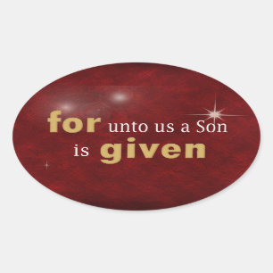 Christmas Religious Text on Red Oval Sticker