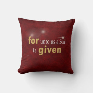 Christmas Religious Text on Red Throw Pillow