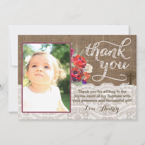 Christmas Religious Thank You With Cross and Red Invitation