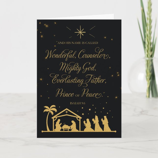 Christmas Religious Wonderful Counselor Gold Card (Front)