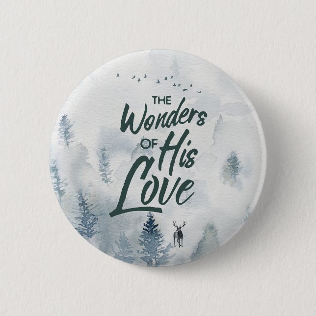 Christmas Religious Wonders of His Love Blessings Button (Front)