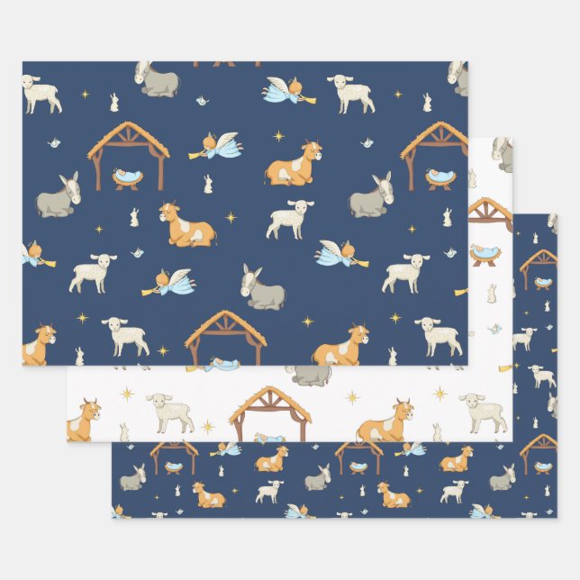 Christmas Religous Nativity wrapping paper sheets (Set)